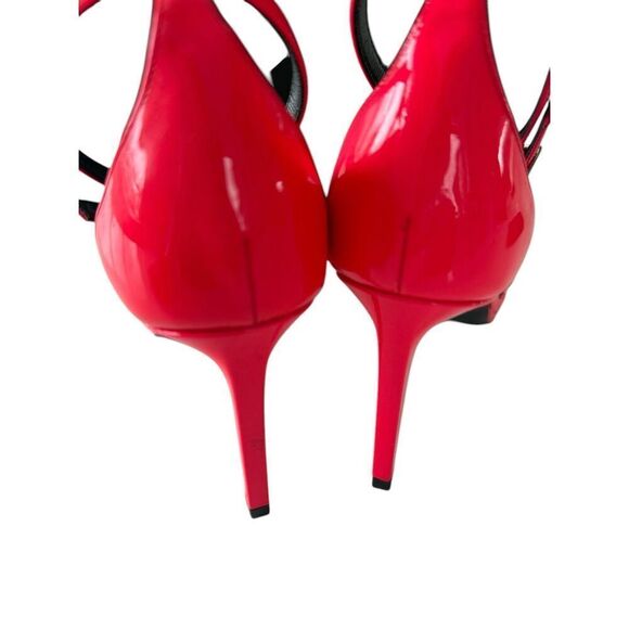 NWT Saint Laurent Patent Leather Peep Toe Strappy Heels Hot Pink Women's Size 36 - Picture 8 of 9